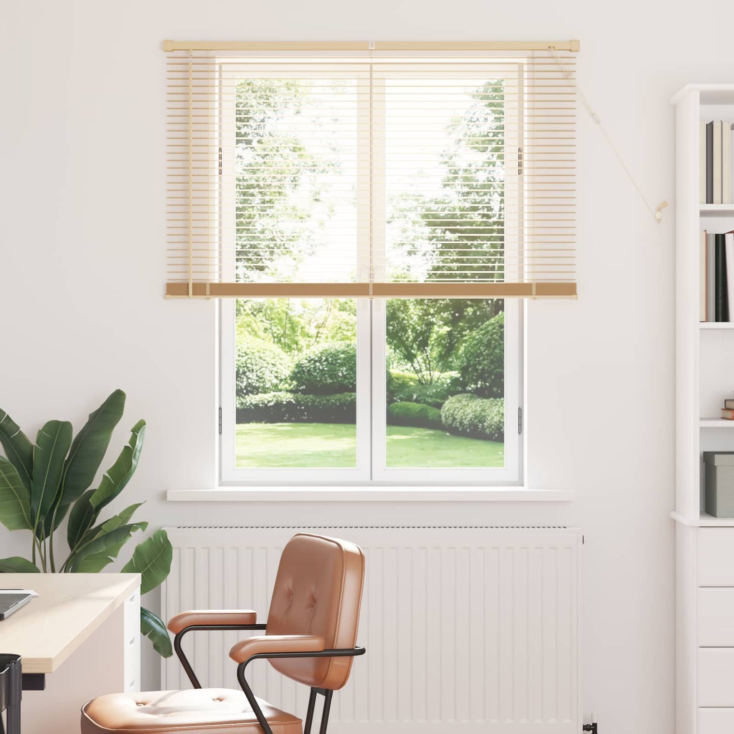 Tenda Veneziana Marrone Chiaro con Motivo 150 x 110 cm 25 mm