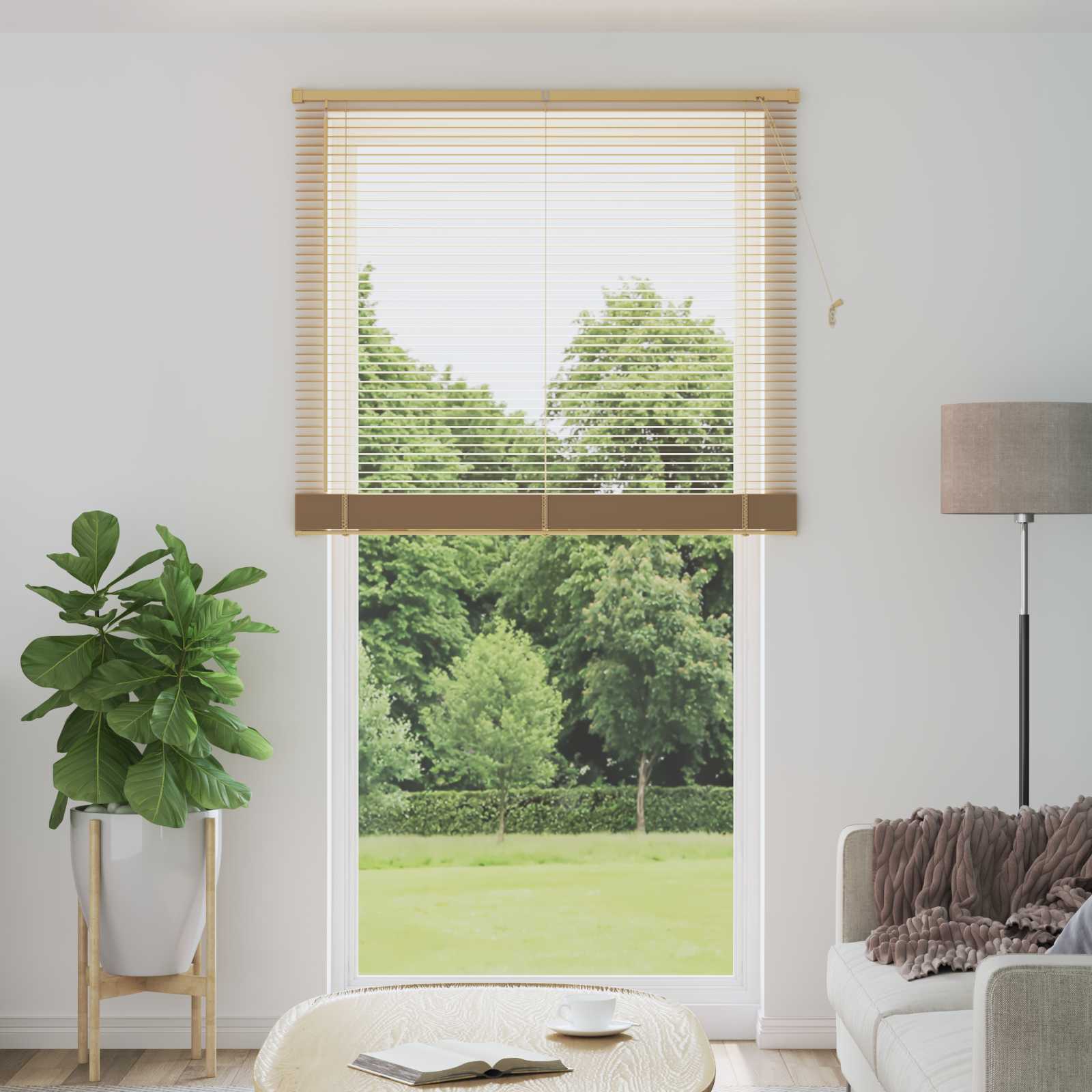 Tenda Veneziana Marrone Chiaro con Motivo 213 x 120 cm 25 mm | homemem39