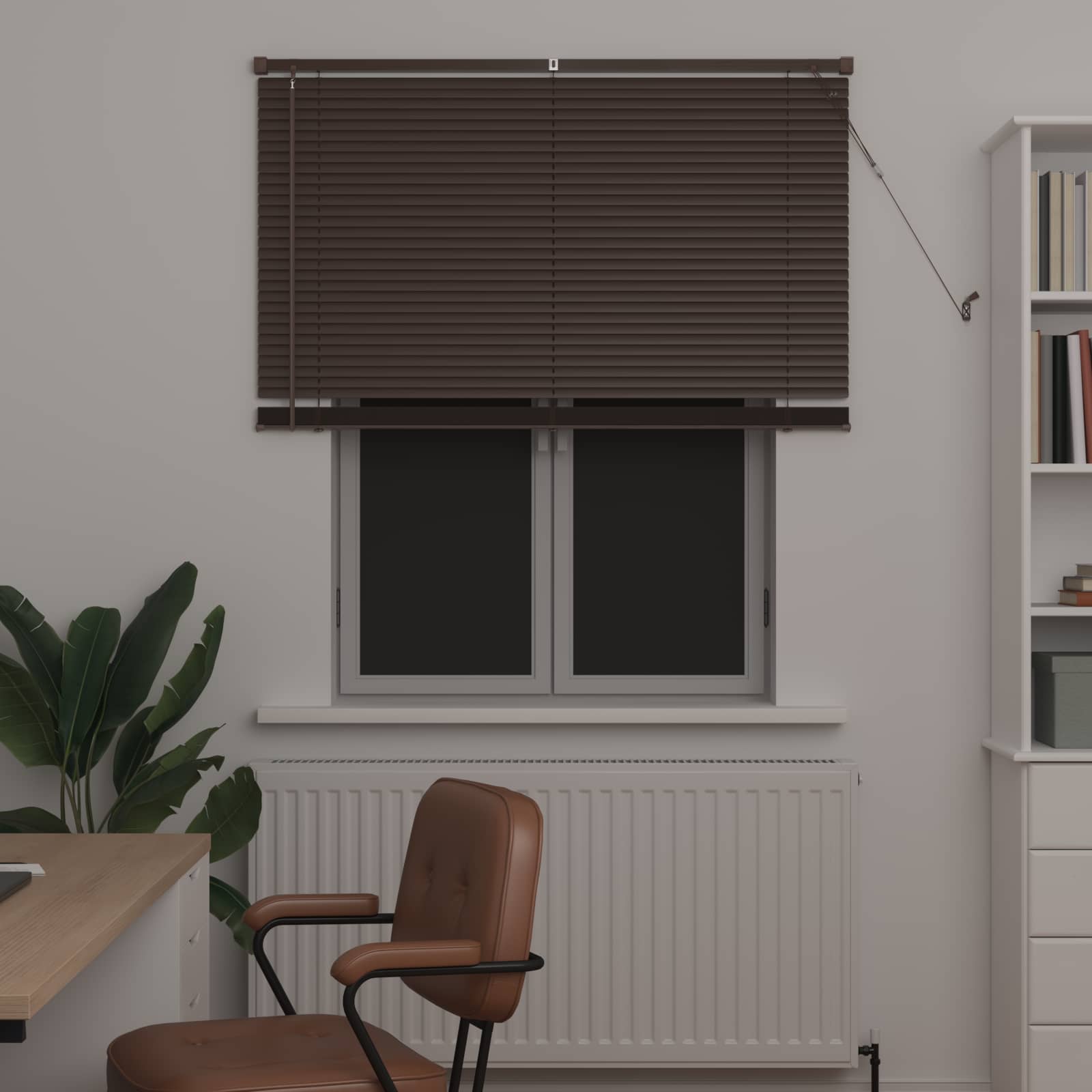 Tenda Veneziana Marrone Scuro con Motivo 150 x 110 cm 25 mm PVC | homemem39