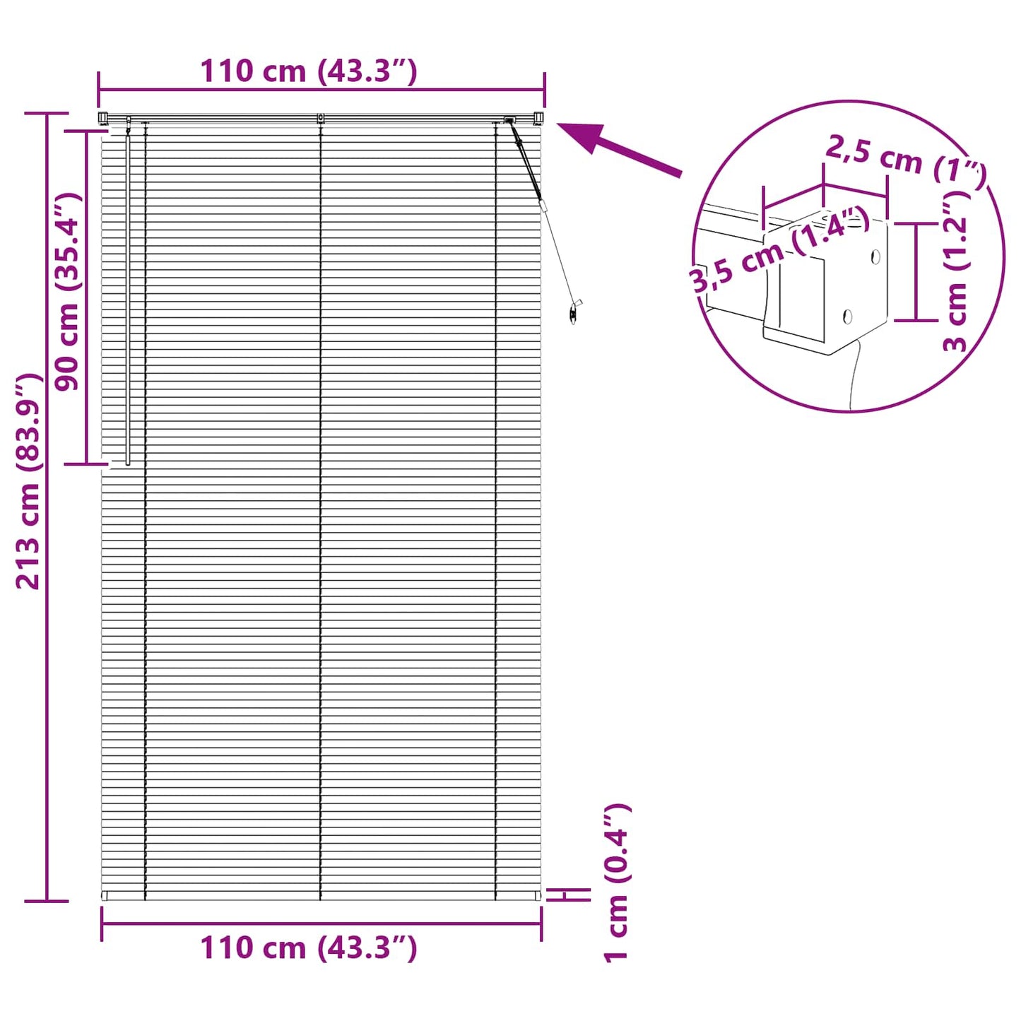 Tenda Veneziana Marrone Scuro con Motivo 213 x 110 cm 25 mm PVC | homemem39