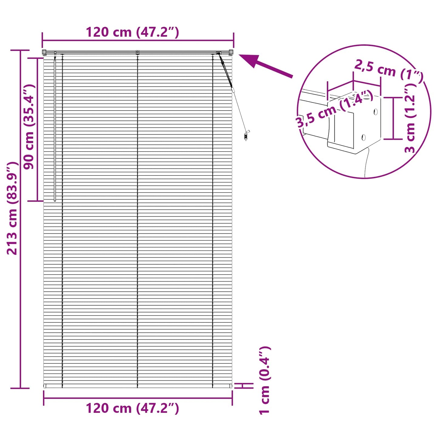 Tenda Veneziana Marrone Scuro con Motivo 213 x 120 cm 25 mm PVC | homemem39