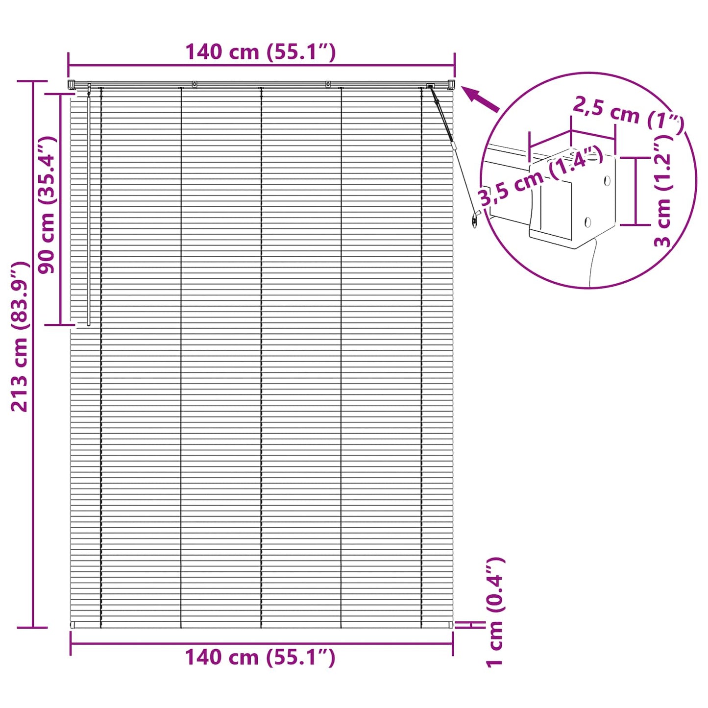 Tenda Veneziana Marrone Scuro con Motivo 213 x 140 cm 25 mm PVC | homemem39