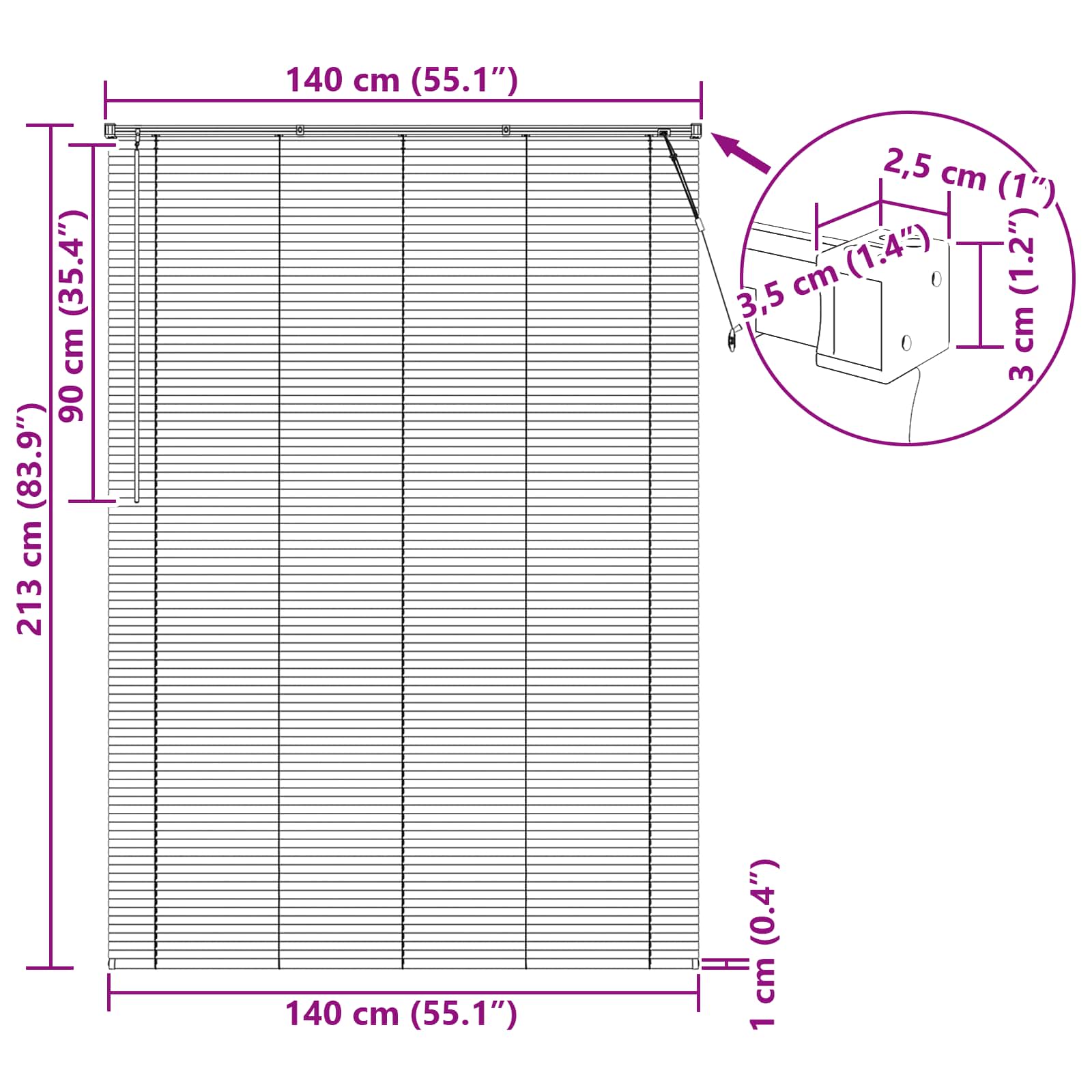 Tenda Veneziana Marrone Scuro con Motivo 213 x 140 cm 25 mm PVC | homemem39