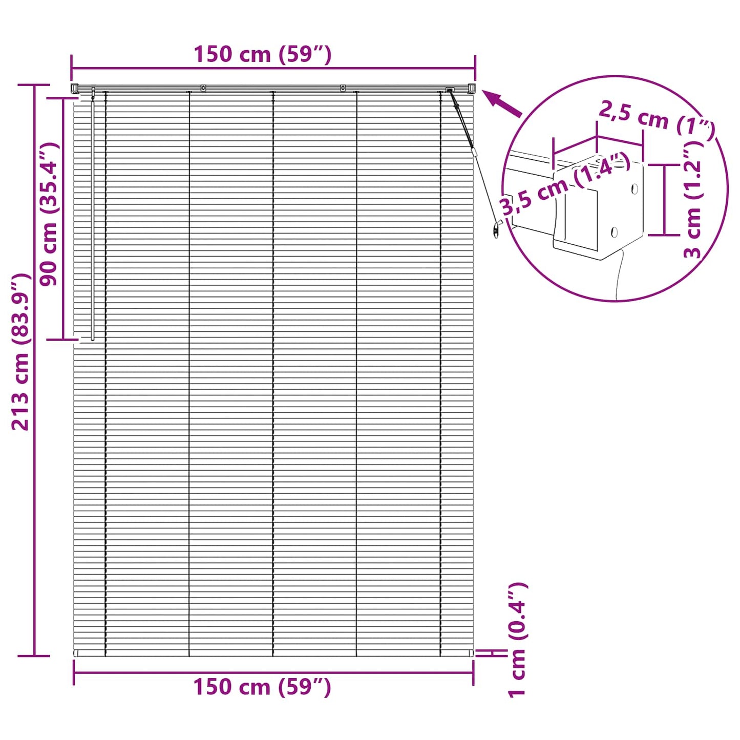 Tenda Veneziana Marrone Scuro con Motivo 213 x 150 cm 25 mm PVC | homemem39