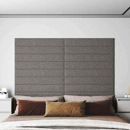 Testiera da Parete 12 pcs Grigio chiaro 90 x 15 cm Tessuto