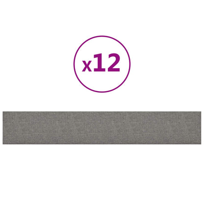 Testiera da Parete 12 pcs Grigio chiaro 90 x 15 cm Tessuto
