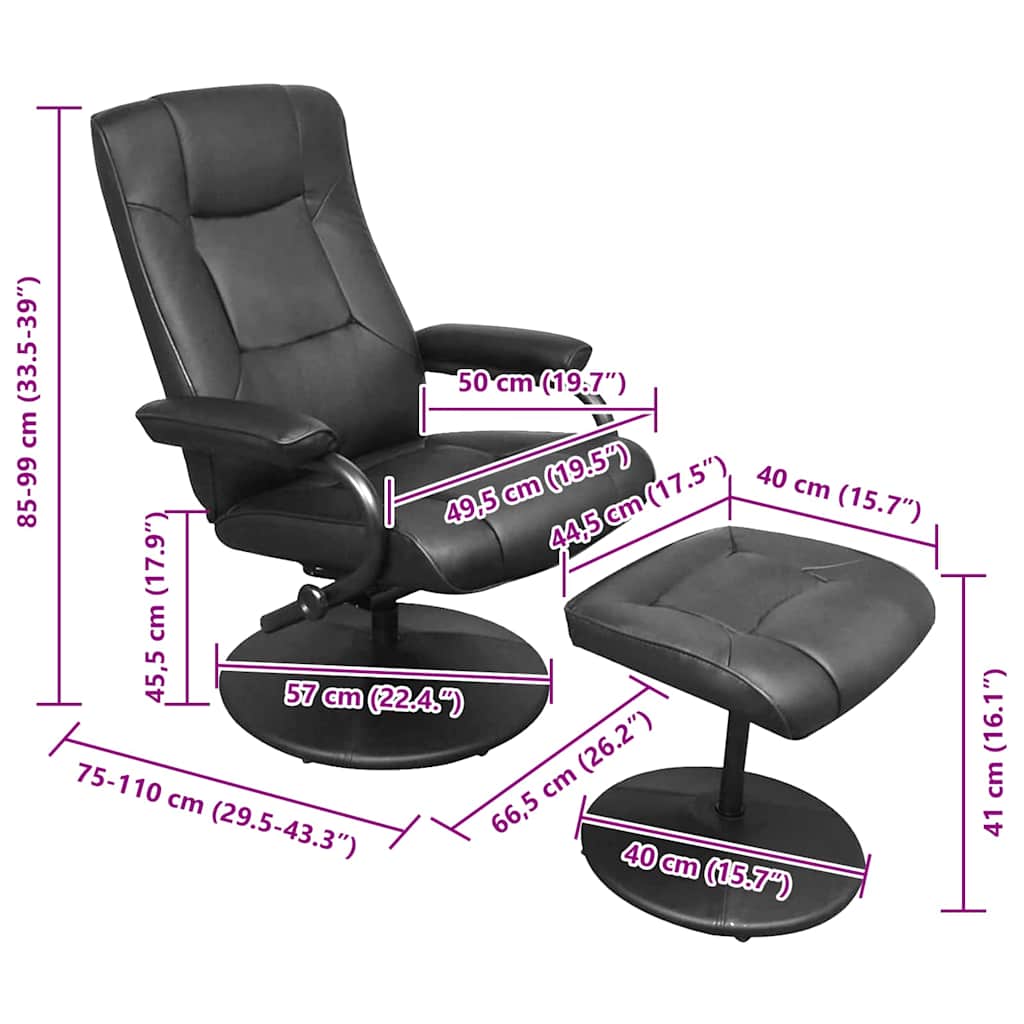 Poltrona reclinabile Nero 66,5 x 75 x 99 cm Pelle sintetica