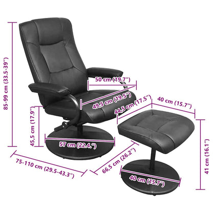 Poltrona reclinabile Nero 66,5 x 75 x 99 cm Pelle sintetica