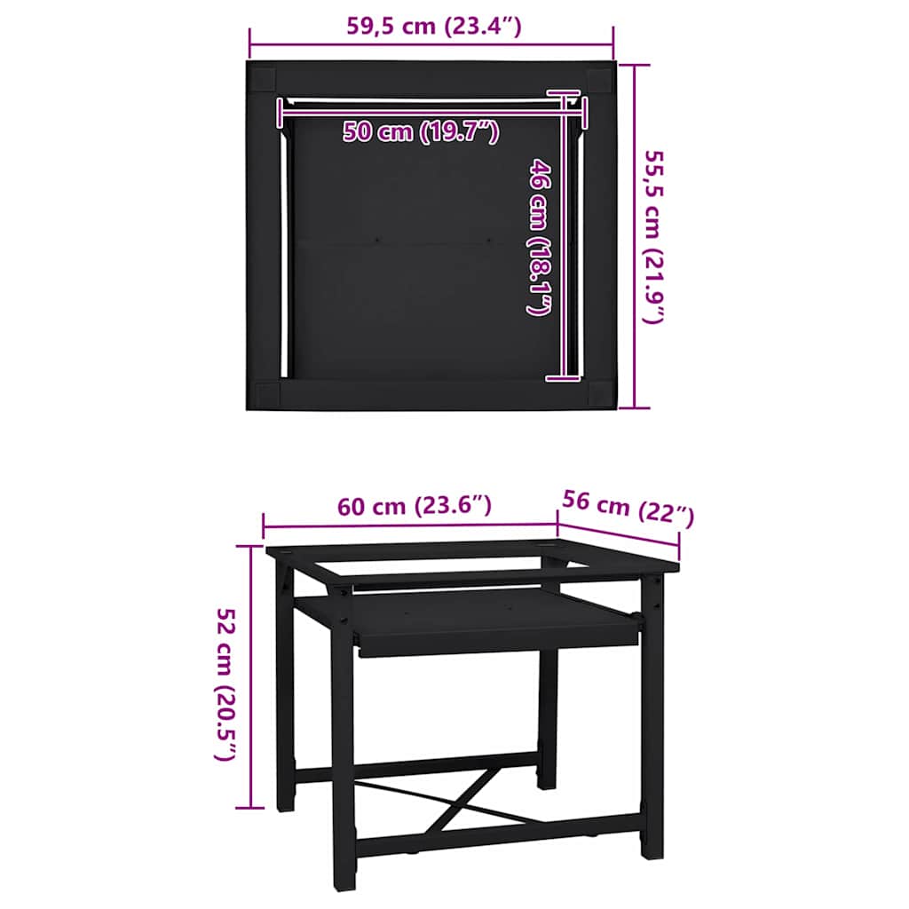Pedestallo per Lavatrice Nero 60 x 56 x 52 cm Acciaio | homemem39