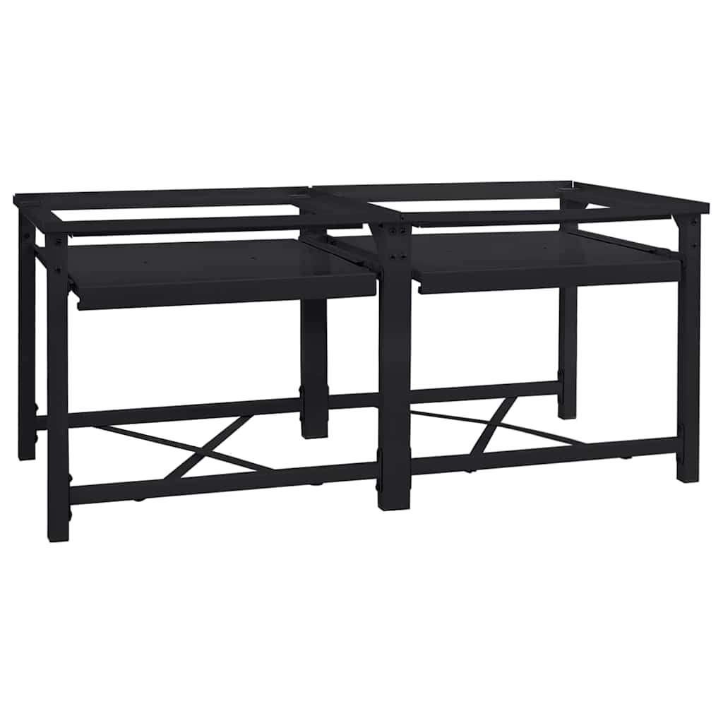 Pedestallo per Lavatrice 2 pcs Nero 120 x 56 x 52 cm Acciaio