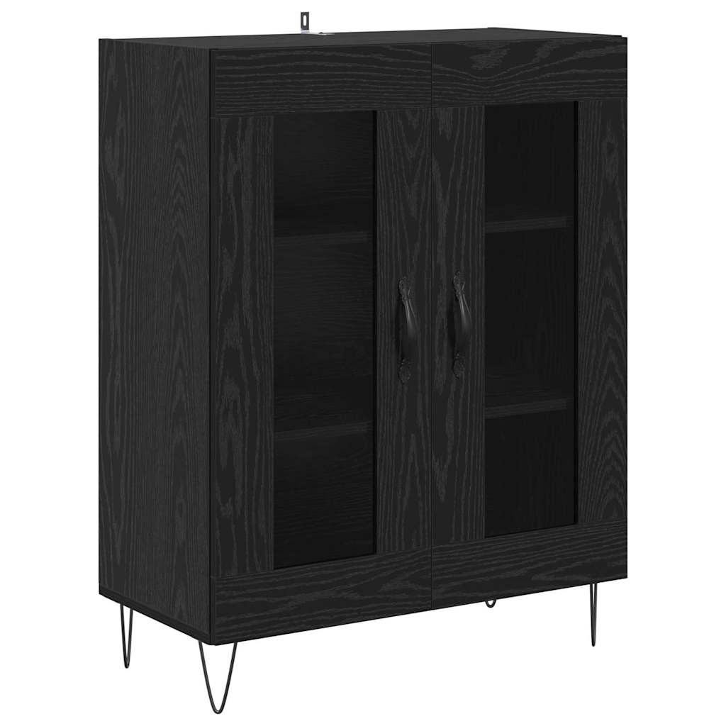 Credenza Rovere Nero 69,5 x 34 x 90 cm Legno multistrato