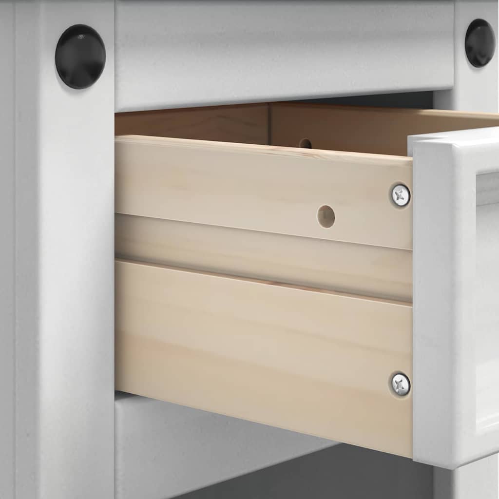 Comodino Corona Bianco 35 x 32,5 x 58 cm Pino massello | homemem39