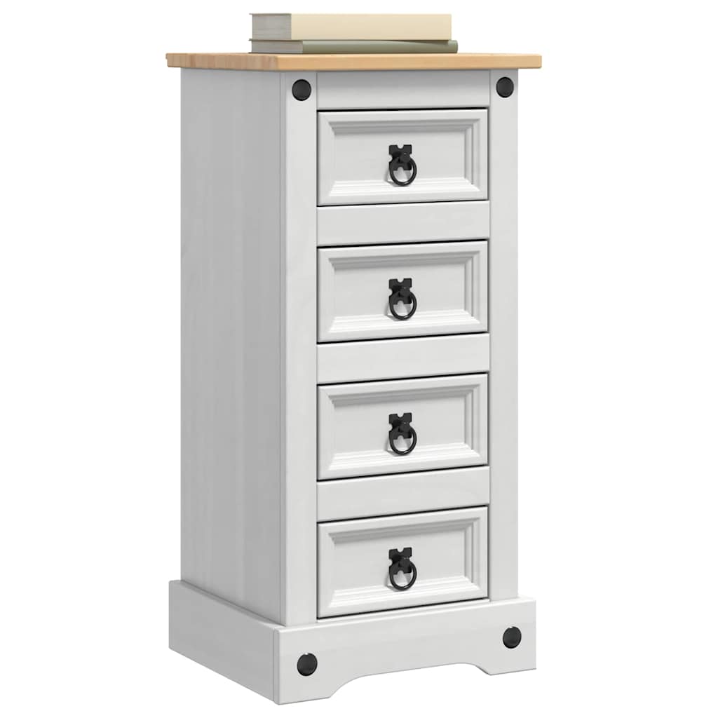 Comodino Corona Bianco 35 x 32,5 x 74 cm Pino massello | homemem39