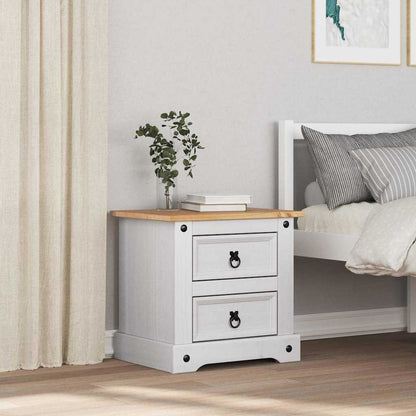 Comodino Corona Bianco 53 x 39 x 47 cm Pino massello | homemem39