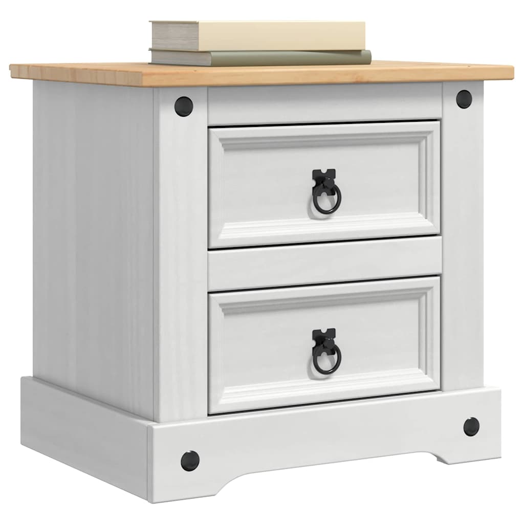 Comodino Corona Bianco 53 x 39 x 47 cm Pino massello | homemem39