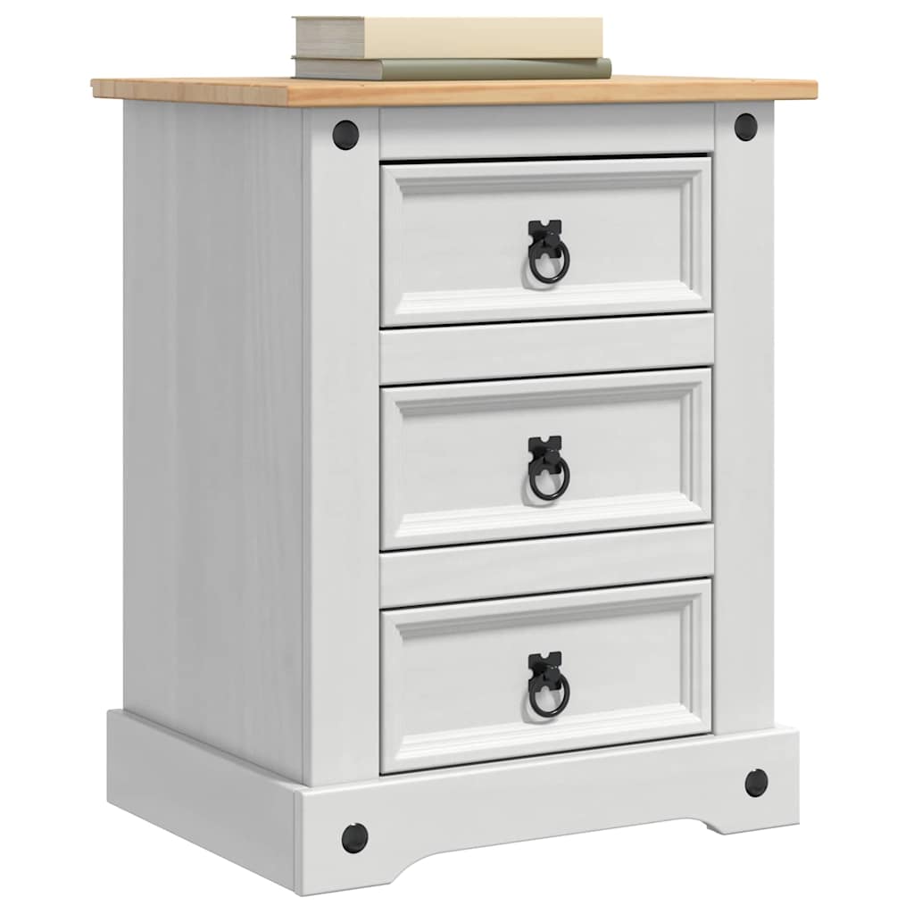 Comodino Corona Bianco 53 x 39 x 66 cm Pino massello | homemem39