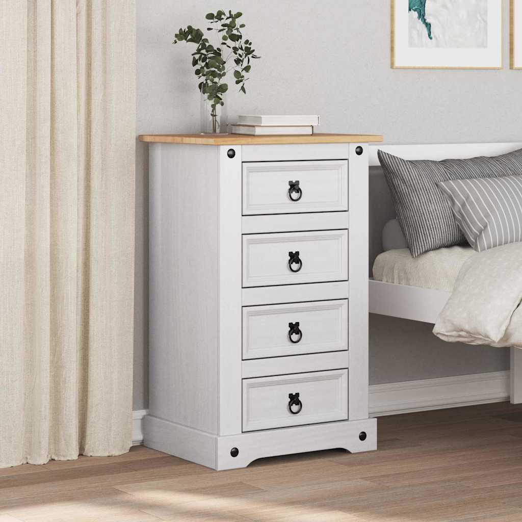 Comodino Corona Bianco 53 x 39 x 84 cm Pino massello | homemem39