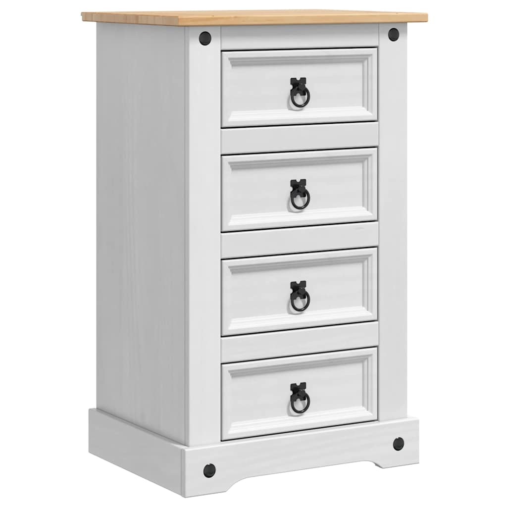 Comodino Corona Bianco 53 x 39 x 84 cm Pino massello | homemem39