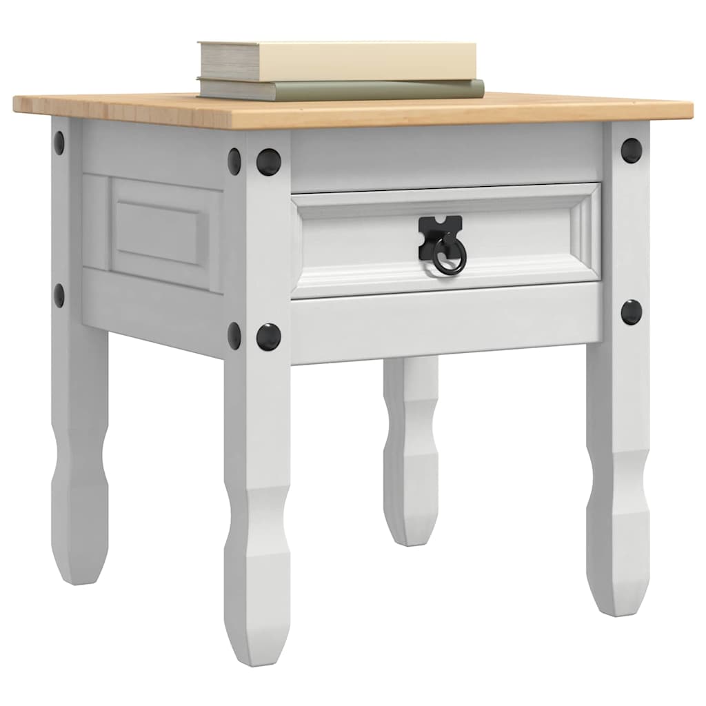 Tavolino con cassetto Bianco 50 x 50 x 50 cm Pino massello