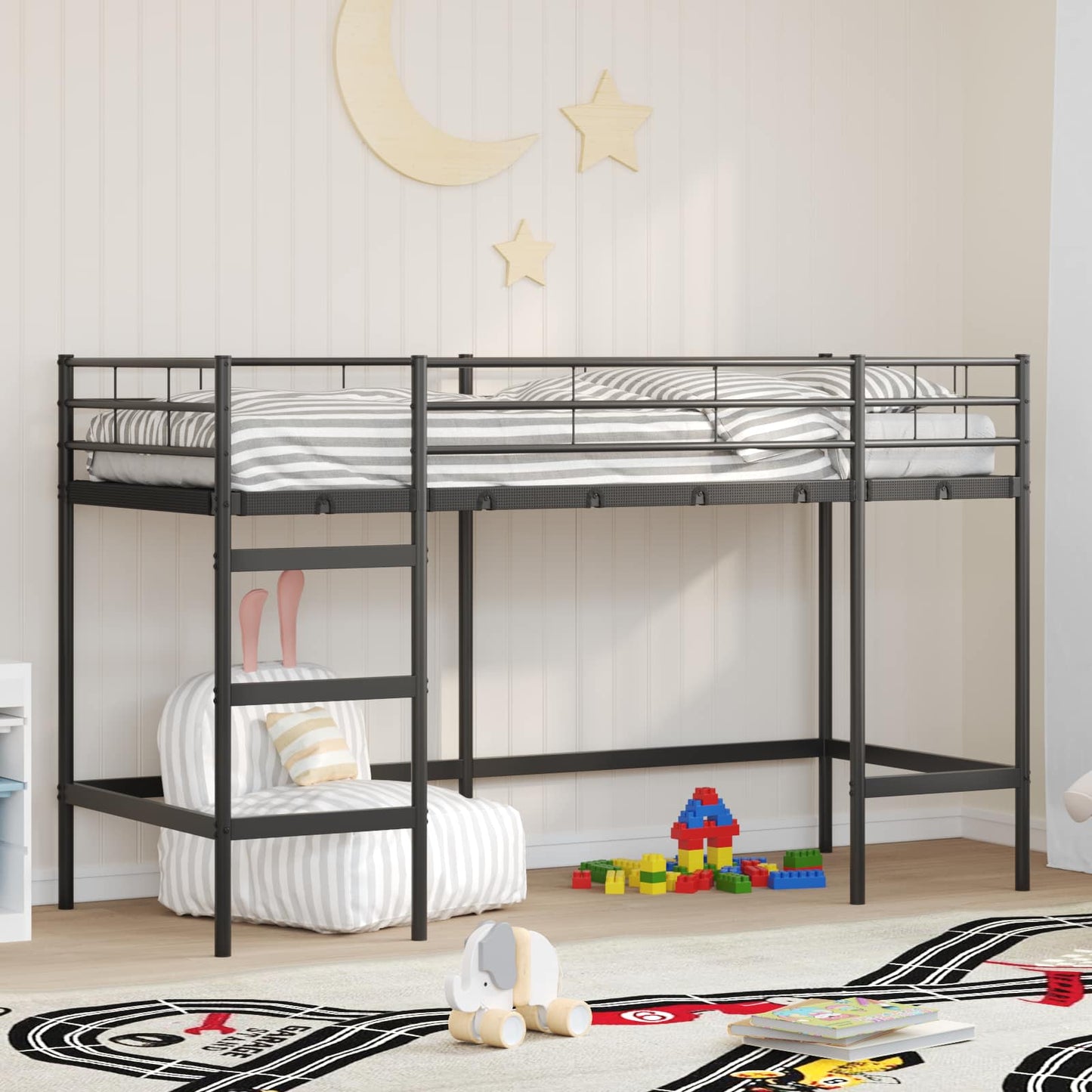 Struttura del letto loft per bambini Nero 74,5 x 190 cm
