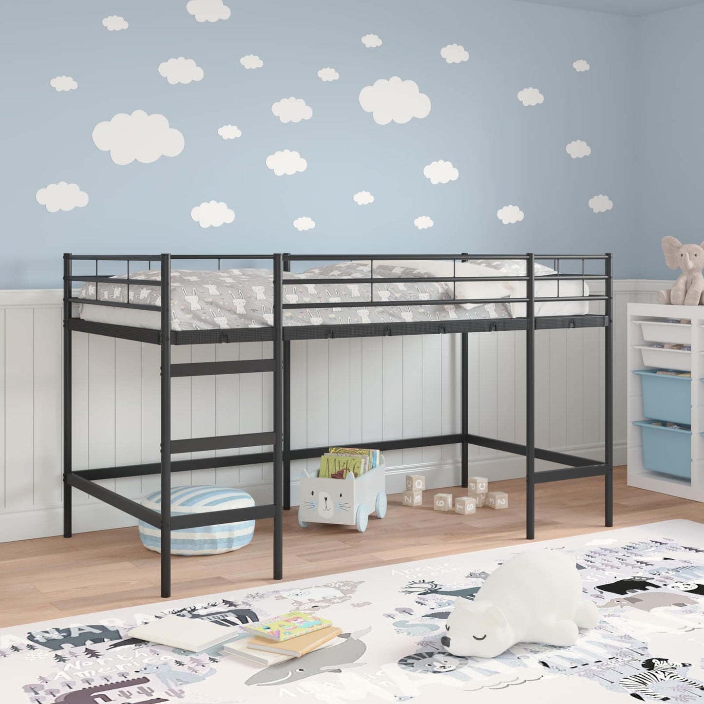 Struttura del letto loft per bambini Nero 99,5 x 200 cm