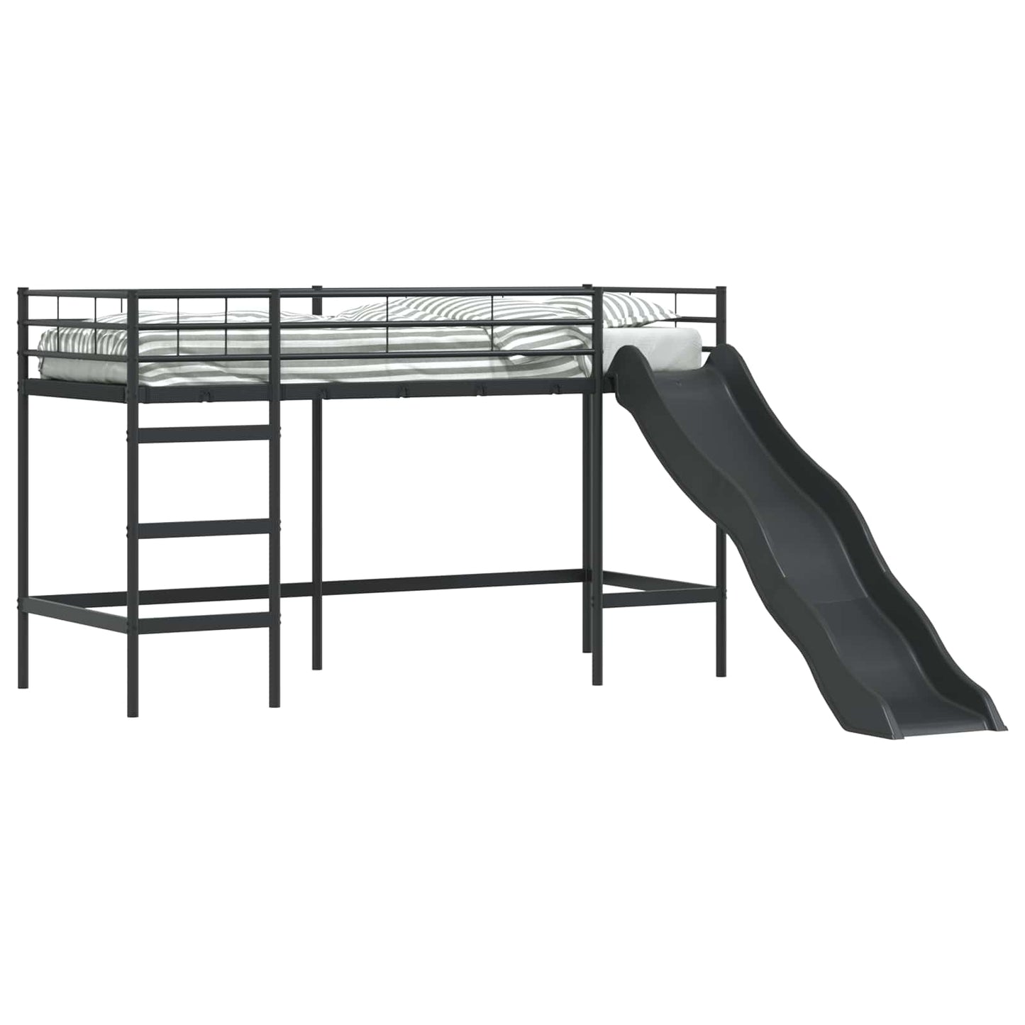 Letto loft per bambini con scivolo Nero e antracite 75 x 190 cm | homemem39