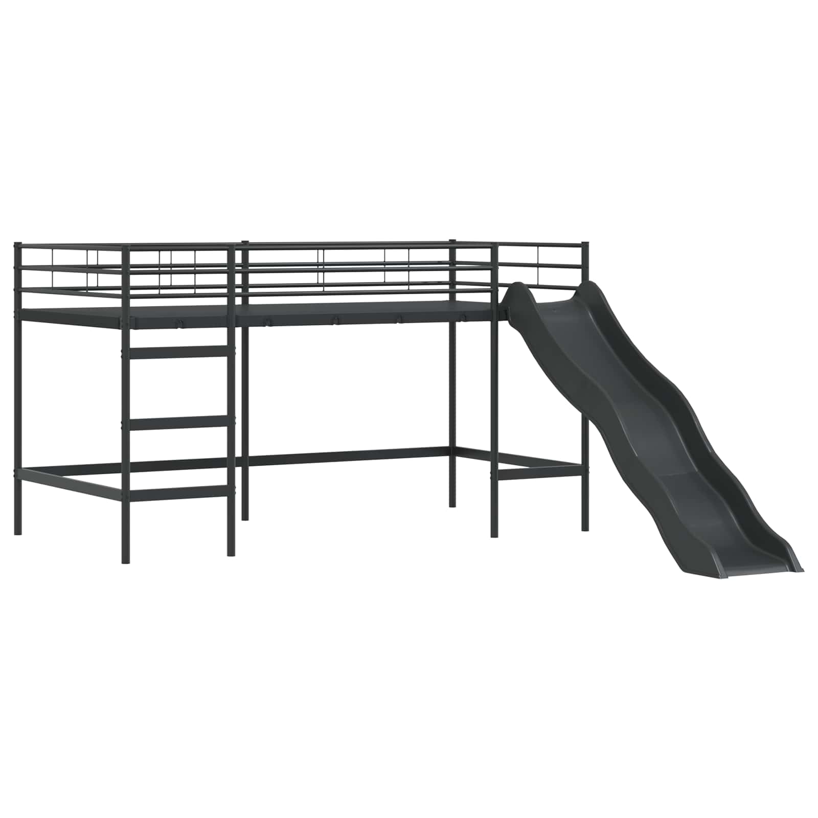 Letto loft per bambini con scivolo Nero e antracite 80 x 200 cm | homemem39