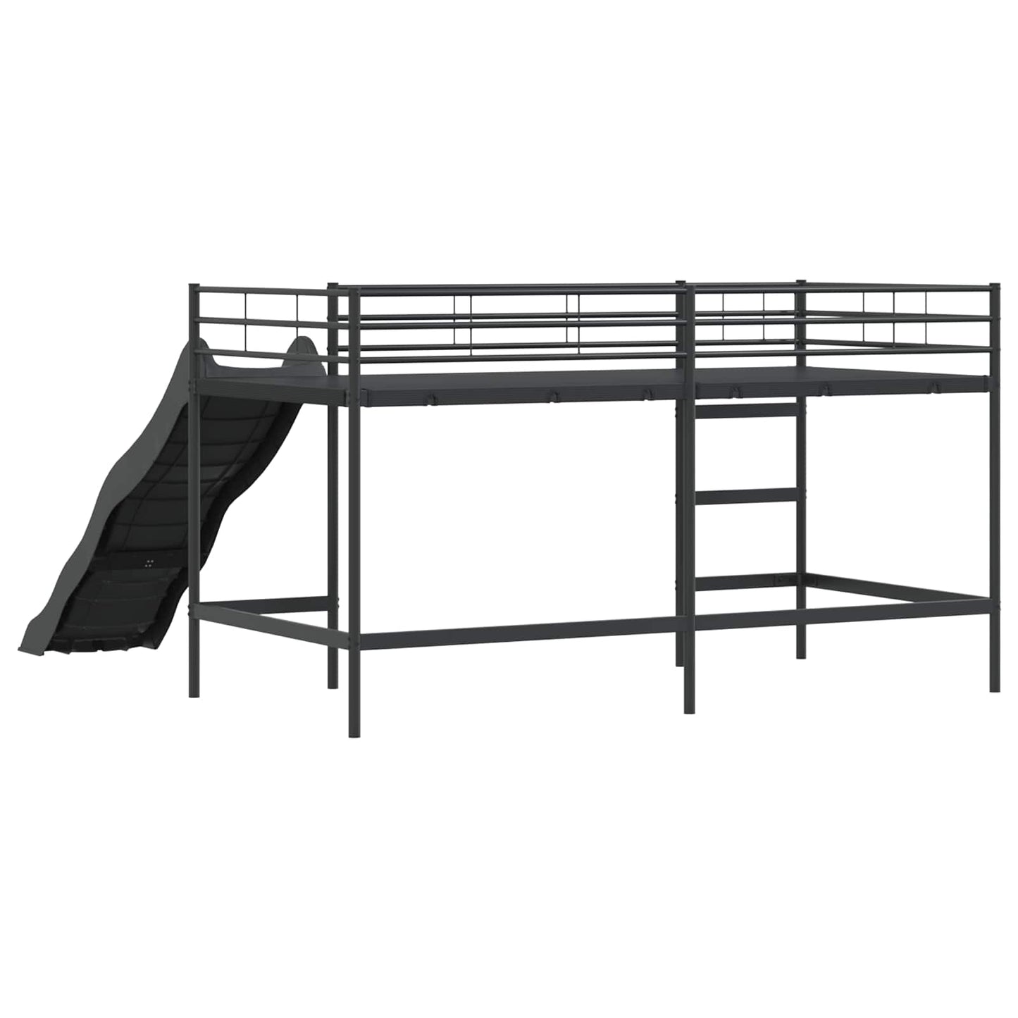 Letto loft per bambini con scivolo Nero e antracite 80 x 200 cm | homemem39