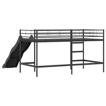 Letto loft per bambini con scivolo Nero e antracite 80 x 200 cm | homemem39