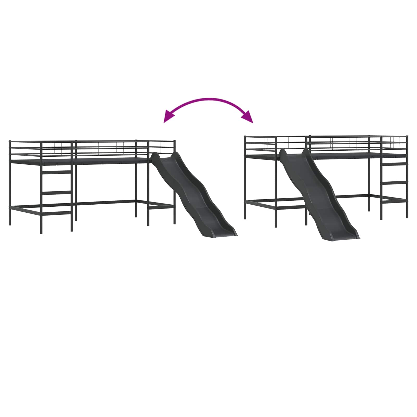 Letto loft per bambini con scivolo Nero e antracite 80 x 200 cm | homemem39