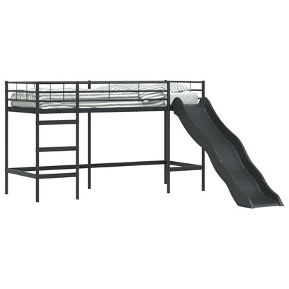 Letto loft per bambini con scivolo Nero e antracite 90 x 190 cm | homemem39
