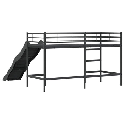 Letto loft per bambini con scivolo Nero e antracite 90 x 190 cm | homemem39