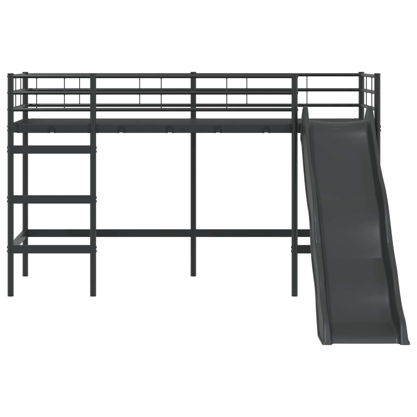 Letto loft per bambini con scivolo Nero e antracite 90 x 190 cm | homemem39