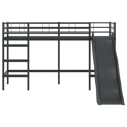 Letto loft per bambini con scivolo Nero e antracite 90 x 190 cm | homemem39