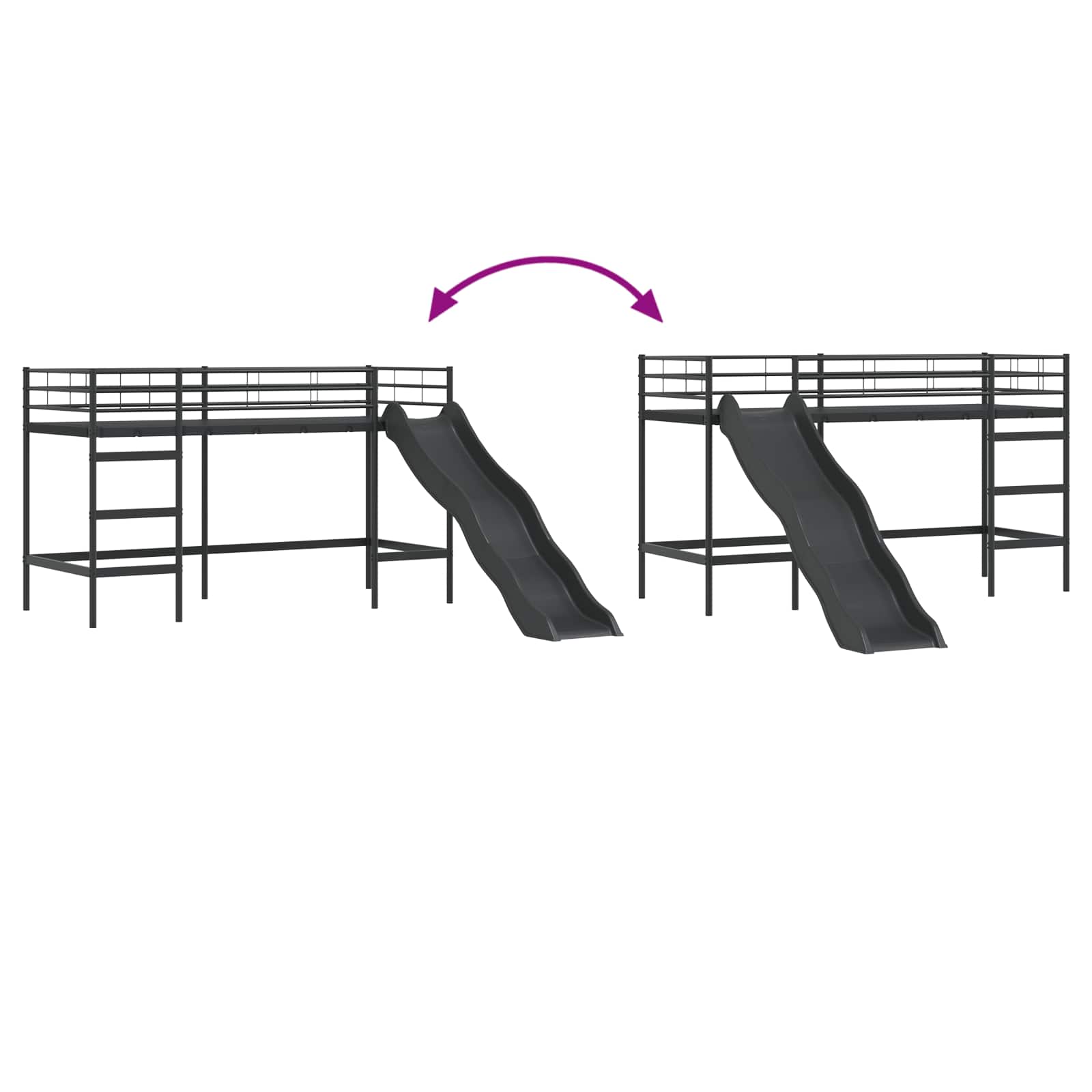 Letto loft per bambini con scivolo Nero e antracite 90 x 190 cm | homemem39