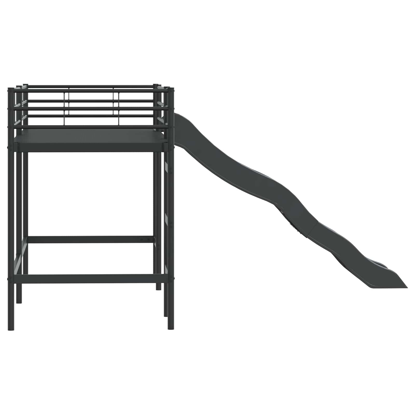 Letto loft per bambini con scivolo Nero e antracite 90 x 190 cm | homemem39