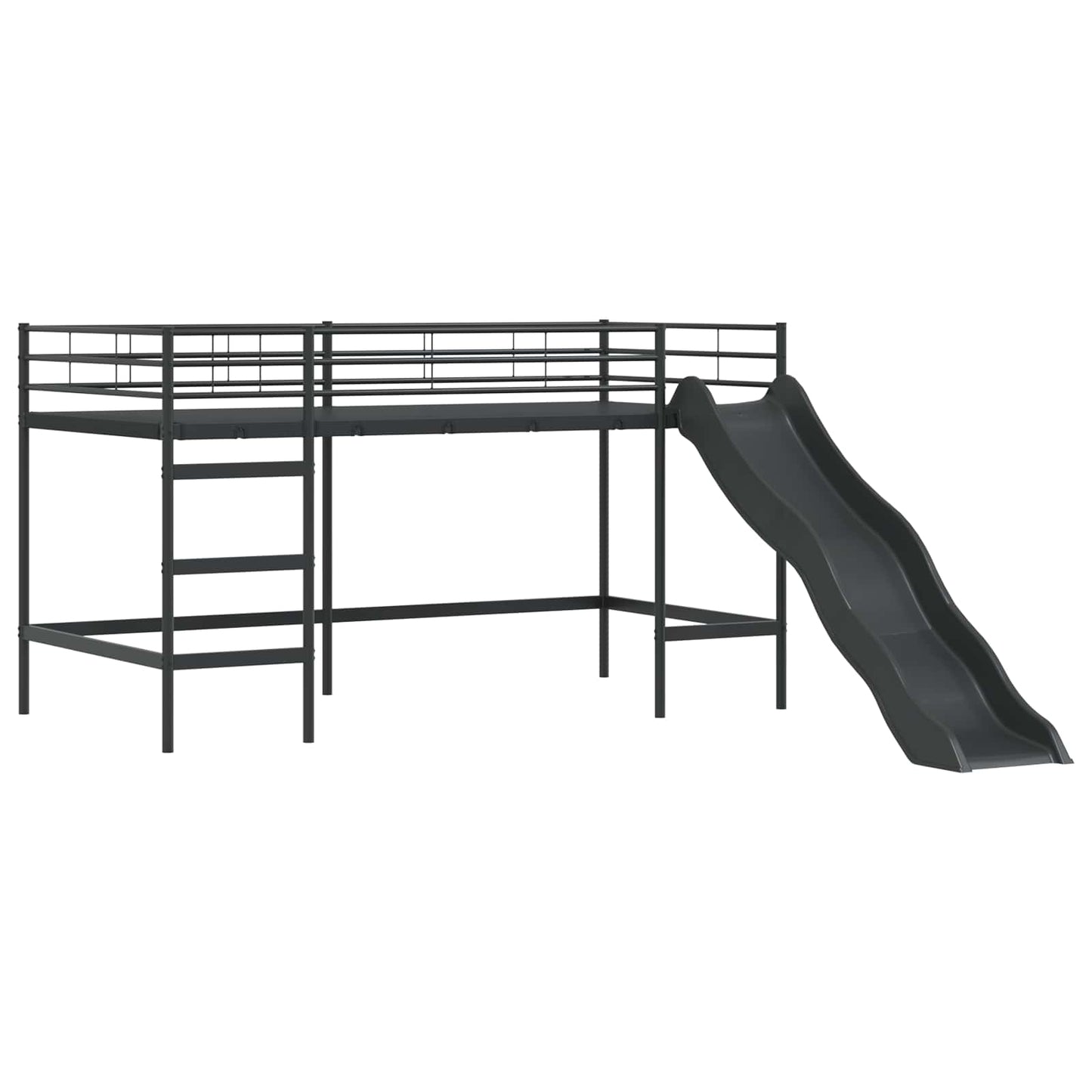 Letto loft per bambini con scivolo Nero e antracite 90 x 200 cm | homemem39