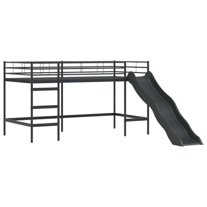 Letto loft per bambini con scivolo Nero e antracite 90 x 200 cm | homemem39