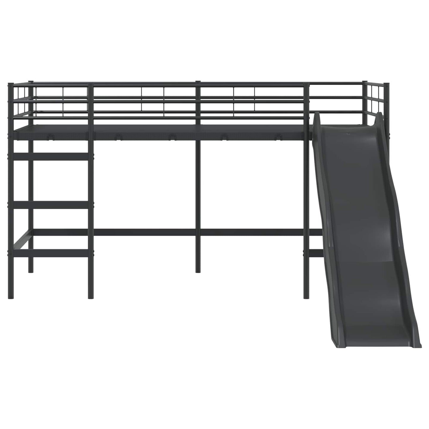 Letto loft per bambini con scivolo Nero e antracite 90 x 200 cm | homemem39