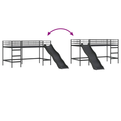 Letto loft per bambini con scivolo Nero e antracite 90 x 200 cm | homemem39