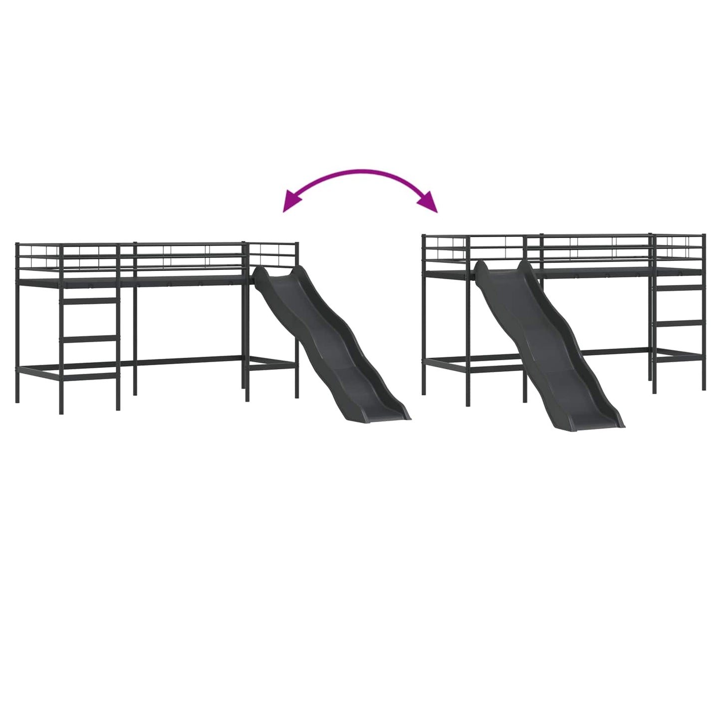 Letto loft per bambini con scivolo Nero e antracite | homemem39