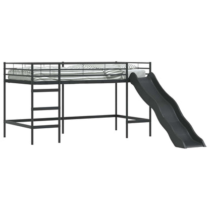 Letto loft per bambini con scivolo Tinta unita Nero e antracite | homemem39