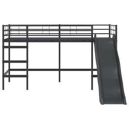 Letto loft per bambini con scivolo Tinta unita Nero e antracite | homemem39