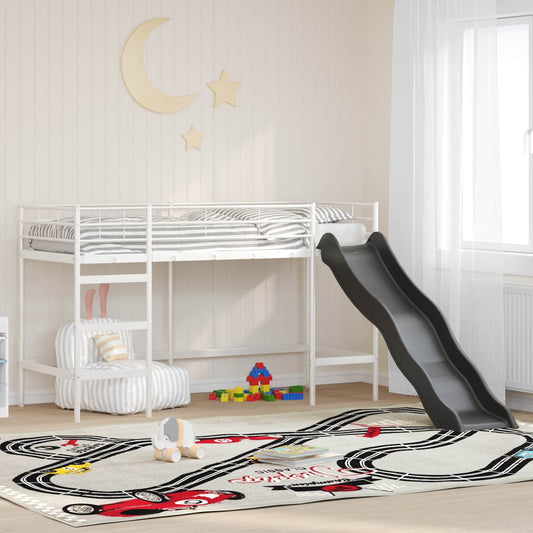 Letto loft per bambini con scivolo Bianco e Antracite | homemem39