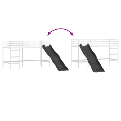 Letto loft per bambini con scivolo Bianco e Antracite | homemem39