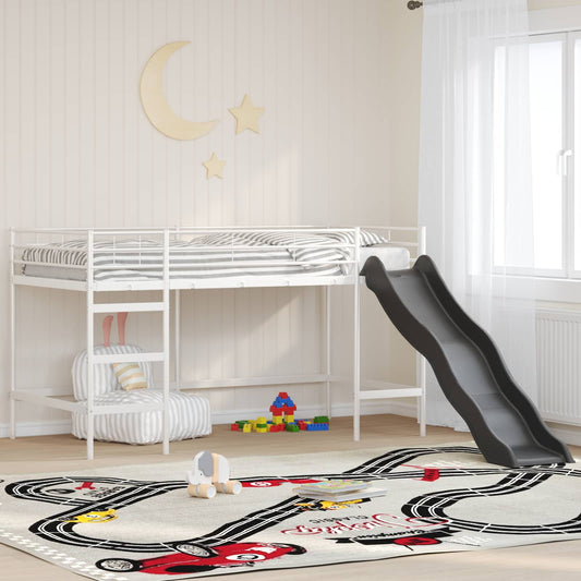 Letto loft per bambini con scivolo Bianco e Antracite | homemem39
