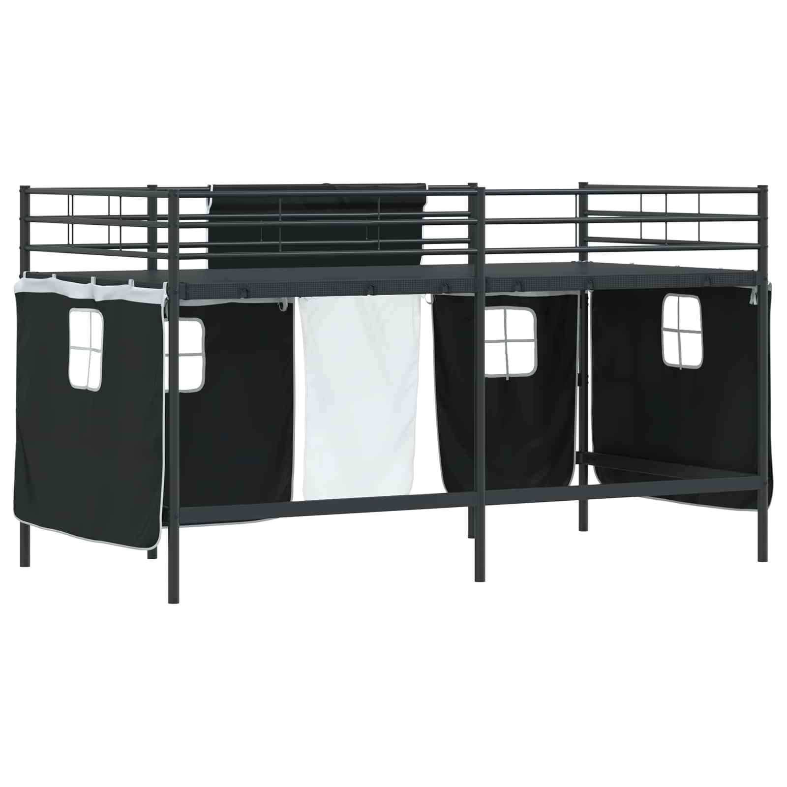 Struttura del Letto Loft per Bambini con Tendine Nero | homemem39