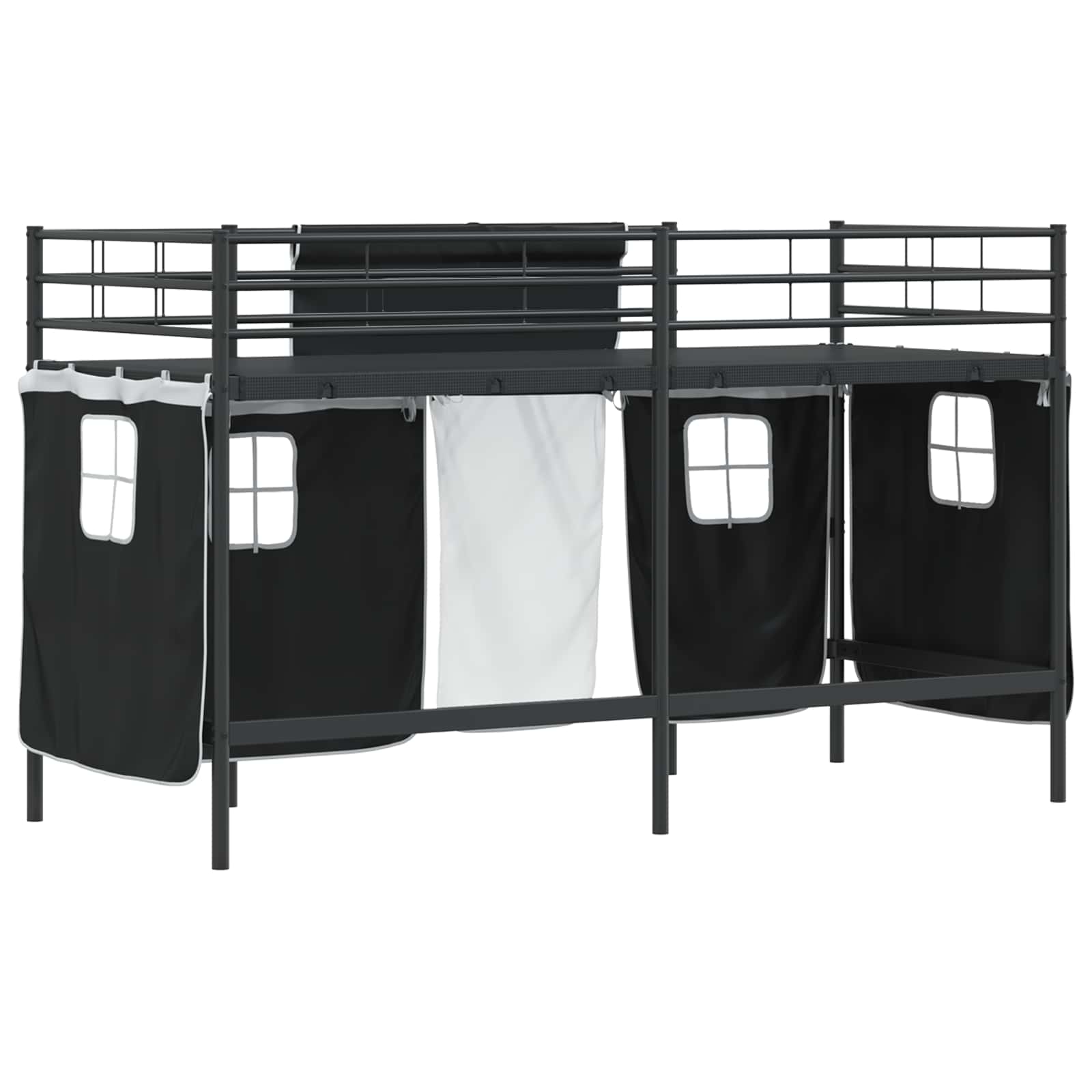 Struttura del Letto Loft per Bambini con Tendine Nero | homemem39