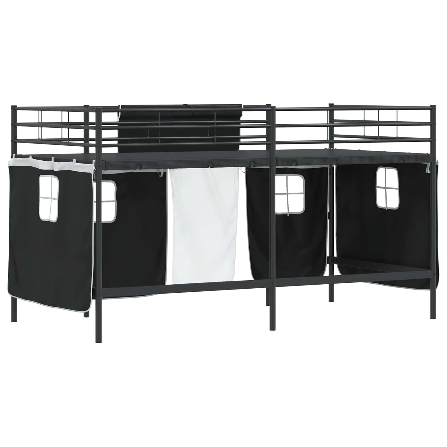 Struttura del Letto Loft per Bambini con Tendine Nero | homemem39