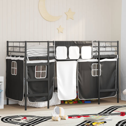 Struttura del Letto Loft per Bambini con Tendine Nero